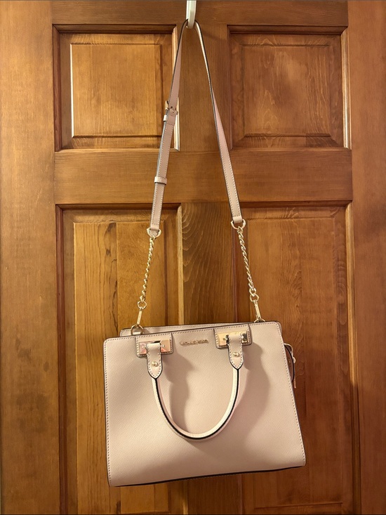 Michael Kors Handbags - Michael Kors Blush Leather Satchel with Gold-Tone Chain Strap